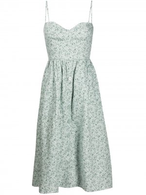 Платье миди Cale с цветочным принтом Reformation. Цвет: зеленый