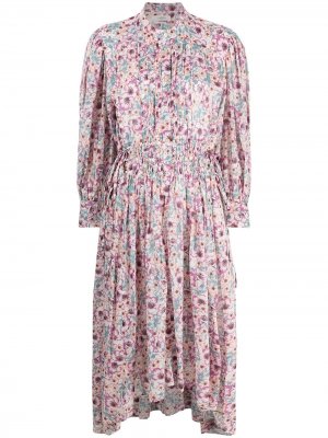 Платье-рубашка с цветочным принтом без воротника Isabel Marant Étoile. Цвет: розовый