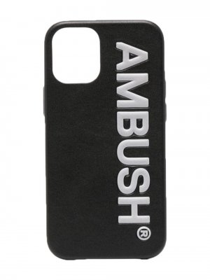 Чехол для iPhone 12 Pro Mini с тисненым логотипом AMBUSH. Цвет: черный