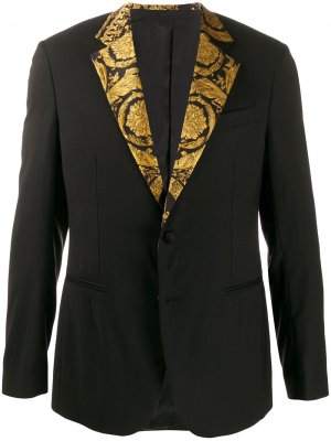 Пиджак с принтом на лацканах Versace. Цвет: черный