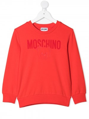 Толстовка с круглым вырезом и логотипом Moschino Kids. Цвет: красный