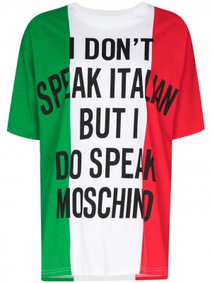 Футболка Italian Slogan Moschino. Цвет: белый