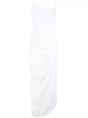 Платье асимметричного кроя с разрезом Jacquemus. Цвет: белый