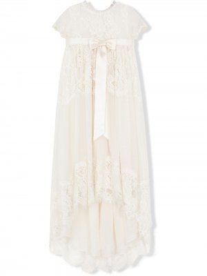 Кружевное платье с бантом Dolce & Gabbana Kids. Цвет: белый