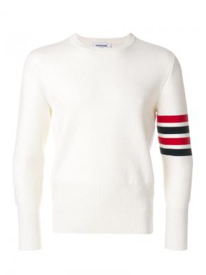 Пуловер с 4 полосками Thom Browne. Цвет: белый
