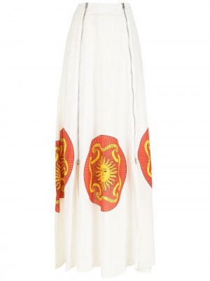 Длинная юбка с принтом Amir Slama. Цвет: белый