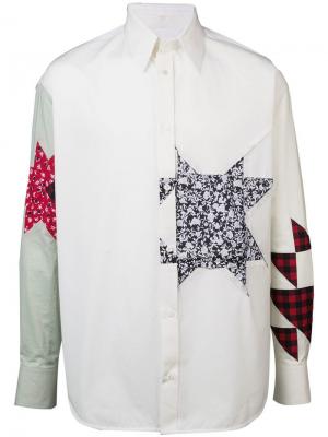 Рубашка в стилистике пэчворк Calvin Klein 205W39nyc. Цвет: белый