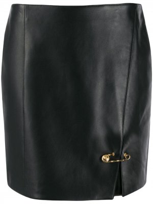 Юбка мини с декоративными булавками Versace. Цвет: черный