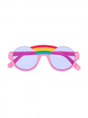 Солнцезащитные очки в круглой оправе Stella McCartney Kids. Цвет: розовый