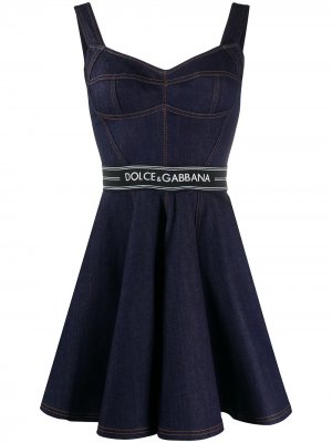 Расклешенное джинсовое платье мини Dolce & Gabbana. Цвет: синий