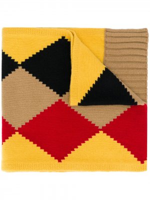 Трикотажный шарф с узором аргайл Pringle of Scotland. Цвет: желтый