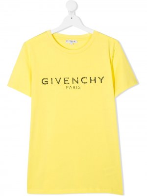 Футболка с логотипом Givenchy Kids. Цвет: желтый