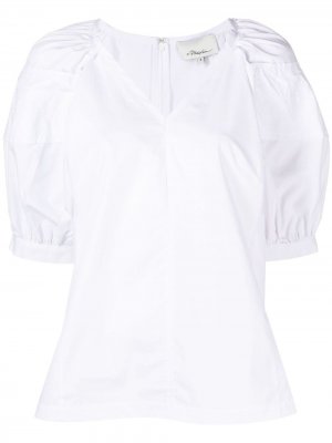 Блузка с V-образным вырезом и пышными рукавами 3.1 Phillip Lim. Цвет: белый
