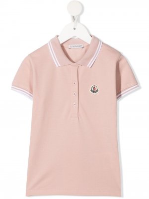 Рубашка поло с нашивкой-логотипом Moncler Enfant. Цвет: розовый