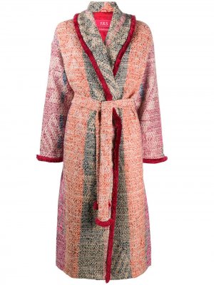 Трикотажное пальто с поясом F.R.S For Restless Sleepers. Цвет: розовый