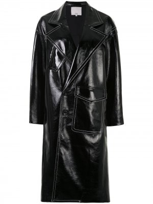 Лакированное пальто-кокон Tibi. Цвет: черный