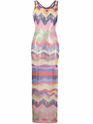 Пляжное платье с геометричной вышивкой Missoni Mare. Цвет: розовый