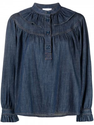 Джинсовая блузка с оборками See by Chloé. Цвет: синий