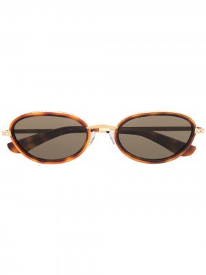 Солнцезащитные очки в круглой оправе черепаховой расцветки Linda Farrow. Цвет: коричневый