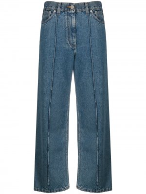 Укороченные джинсы широкого кроя со складками Pringle of Scotland. Цвет: синий