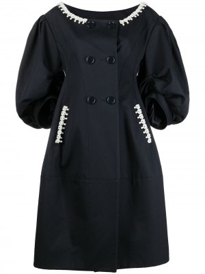 Пальто с декором из искусственного жемчуга Simone Rocha. Цвет: синий